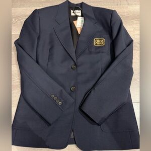 Miu Miu Navy Embroidered Blazer